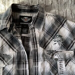 Harley-Davidson Men's Monochrome Plaid Shirt